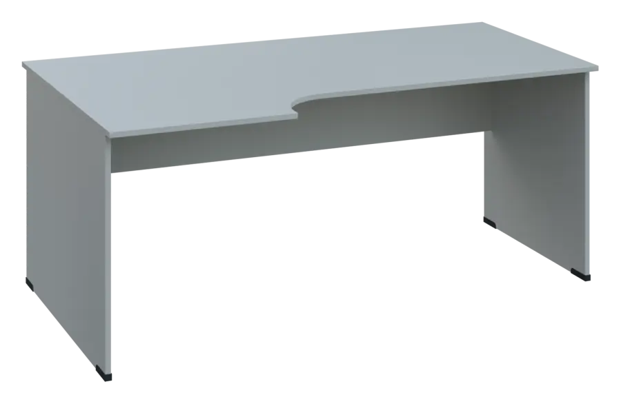 ERL 18 - 186 stůl kancelářský, rohový, levý, dřevěná podnož, deska 18 mm, široký 1800 mm, šedá